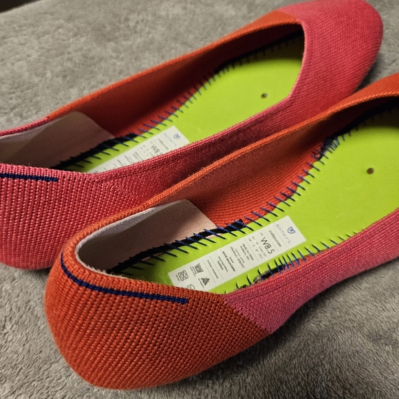 Rothy's x Marta Ferri Pink and Red Merino Wool Square Flat Flame Azalea Size 8.5 - Picture 8 of 16